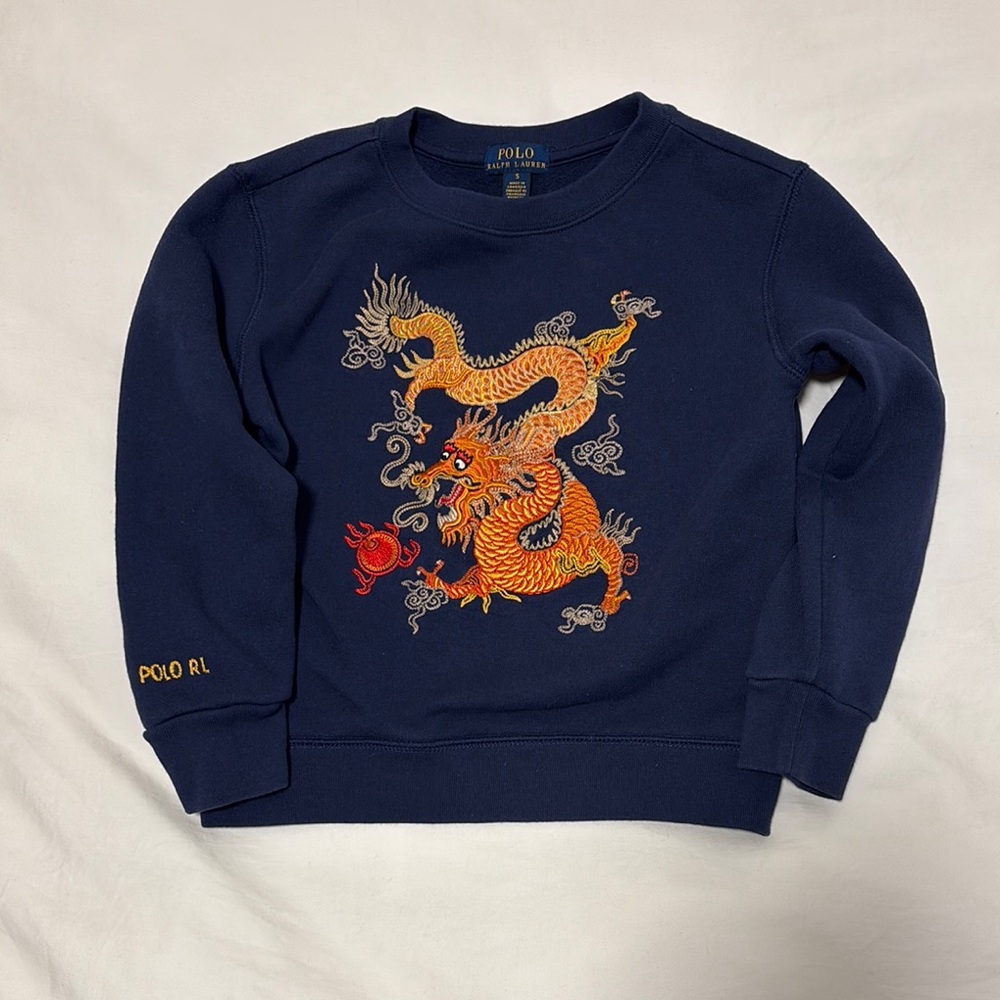Polo Ralph Lauren Navy Dragon Kid Sweatshirt for Lunar New Year size 5